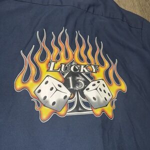 Lucky 13 Dickies Men's Large Miss Fortune Button-Up Work Shirt Rockabilly Pin-Up